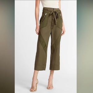 Paperbag belted high waisted cargo/utility pants